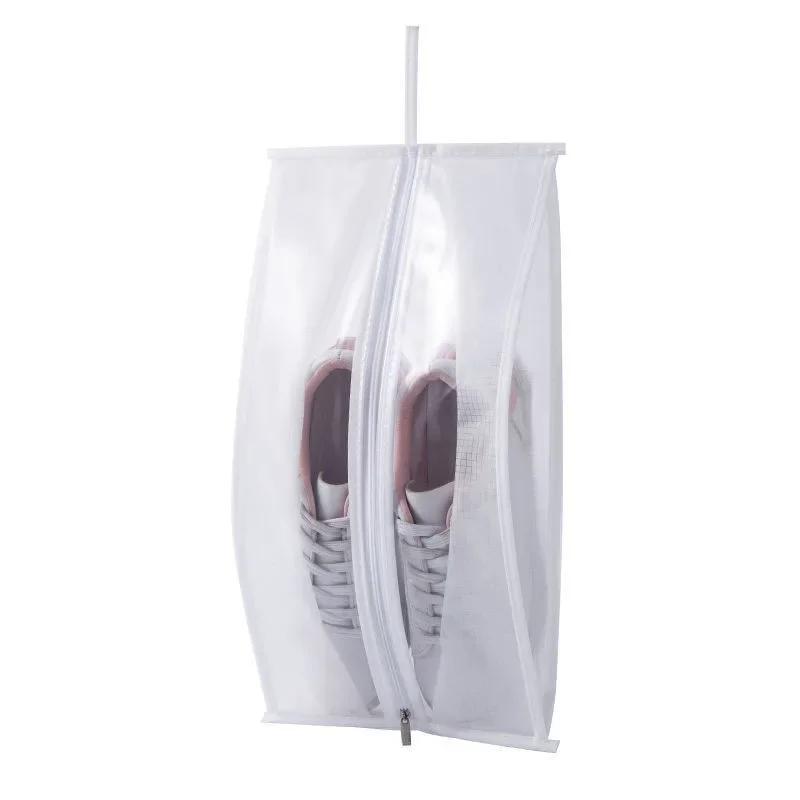 Tranparent PEVA Shoes Bag Portable Waterproof Duseproof Shoes Zipper Storage Bag Classified Hanging Shoes Storage Bags Closet
