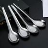 Household Long-handled Non-magnetic Flat-bottomed Stainless Steel Spoon, School Chinese Wang Stainless Steel Spoon