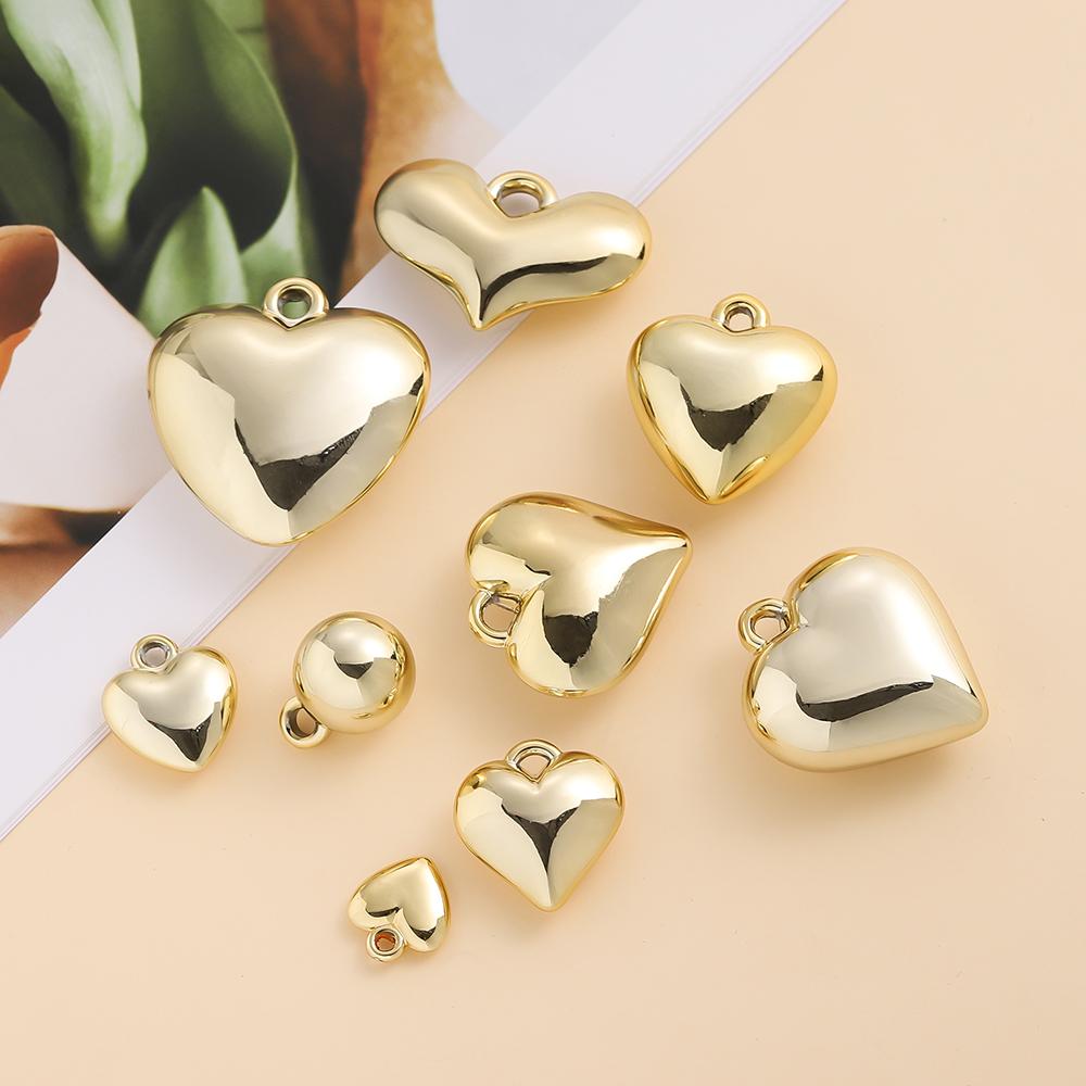 2pcs/Lot CCB Large Heart Shape Pendants Charms for DIY Earring Necklace Bracelet Jewelry Making Accessories Supplies