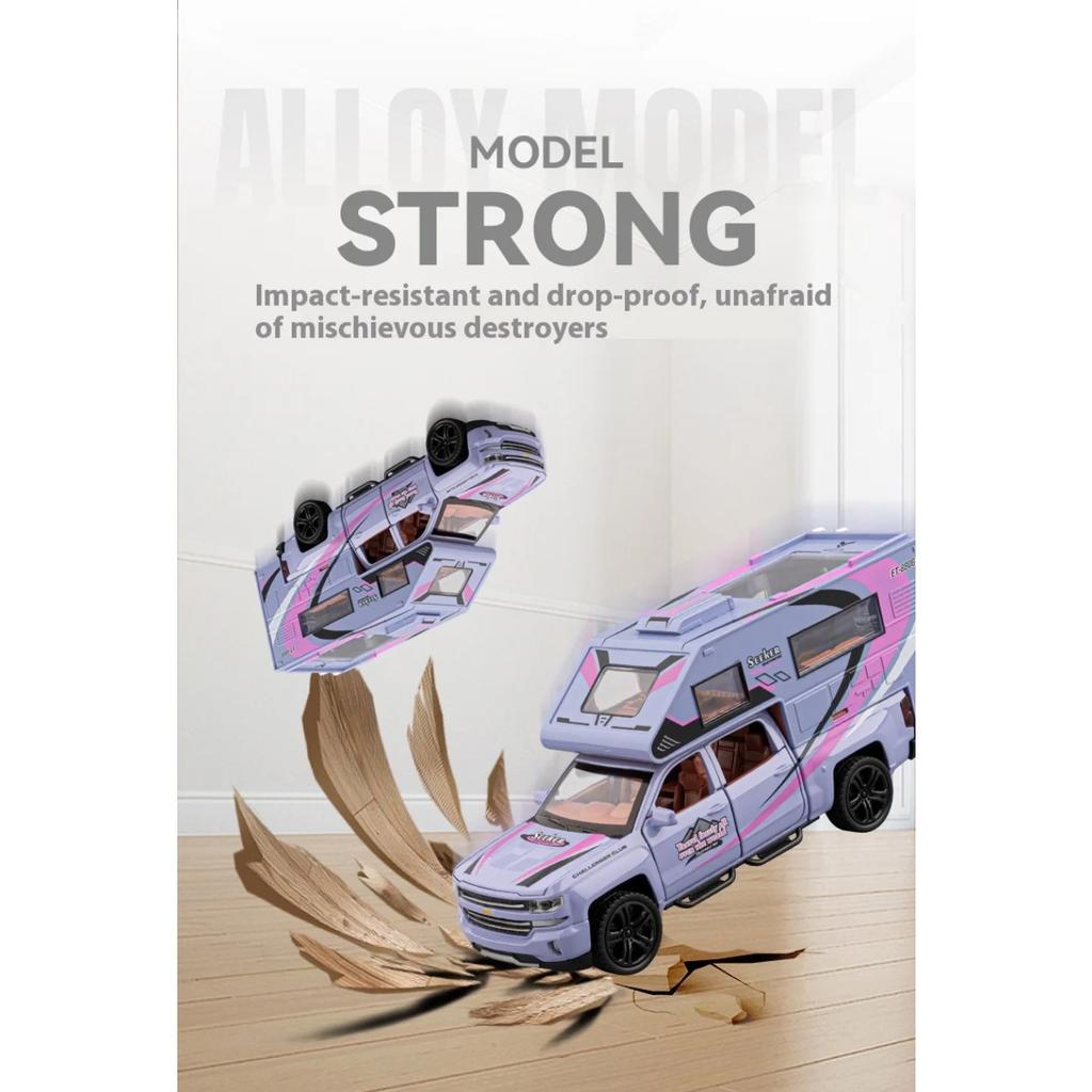 1/32 Chevrolet Off-road Camper Model Metal Die Cast Children's Toy Car Simulation Sound and Light Pull Back Boy Holiday Gift