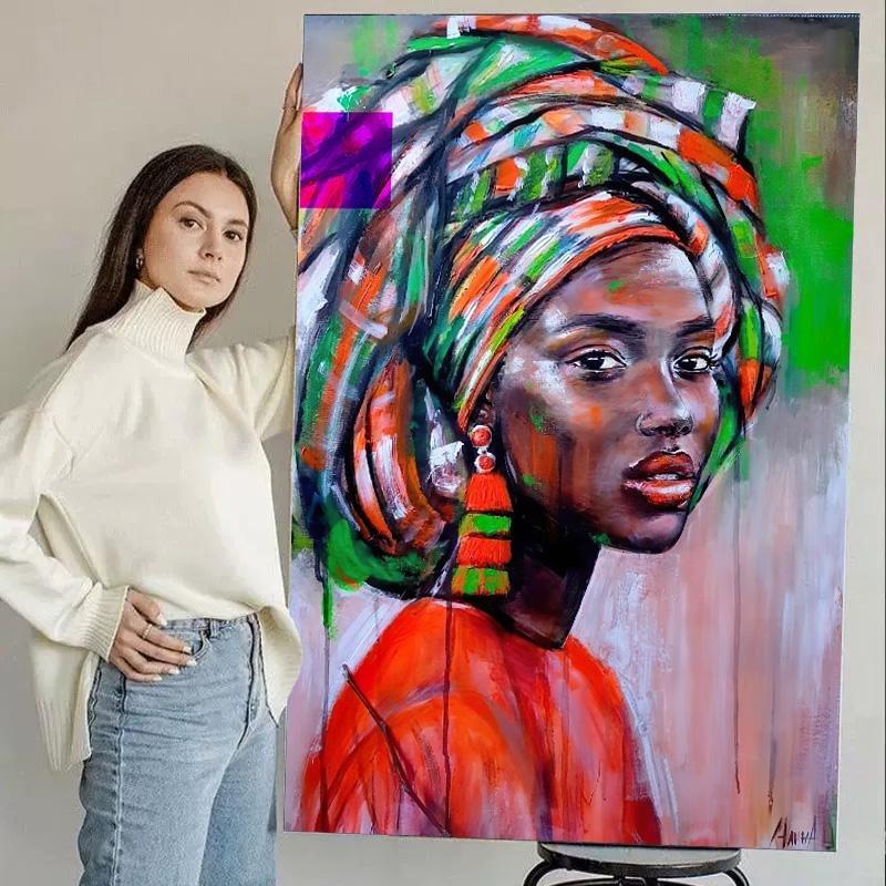 Graffiti Art African Black Woman Posters and Prints Abstract African Girl Canvas Paintings On the Wall Art Pictures Wall Decor