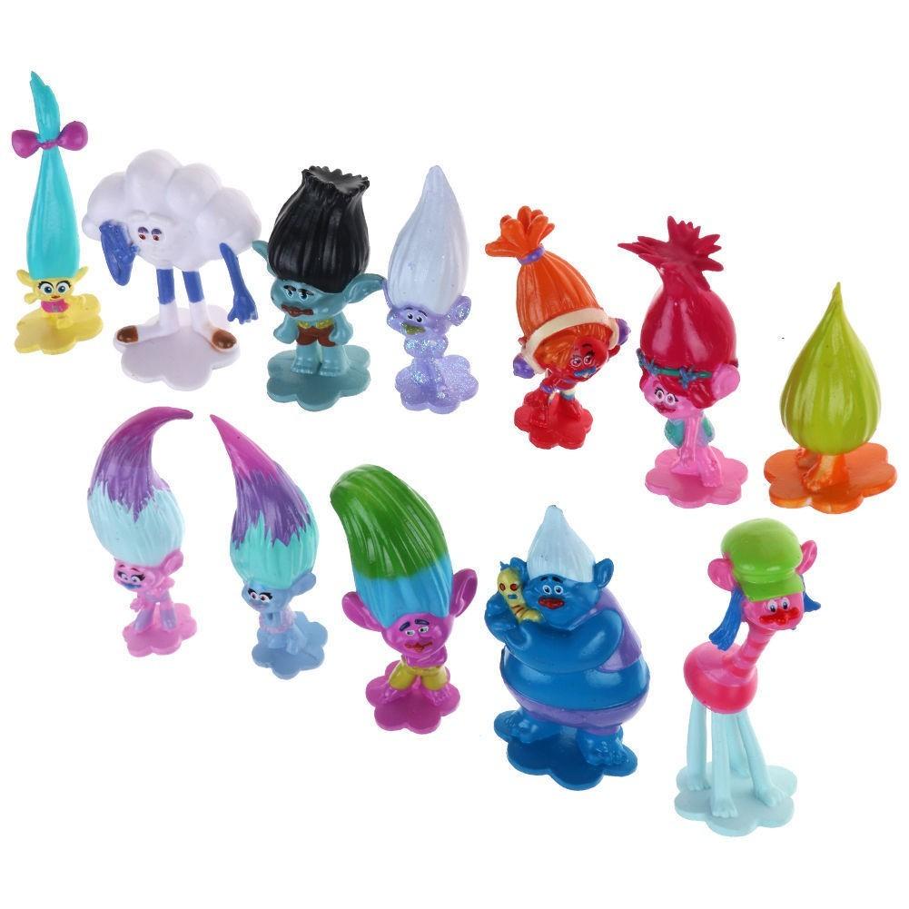 Trolls Movie Poppy Branch Action Figures Cake Toppers Doll Toy Gifts 12 Pcsset