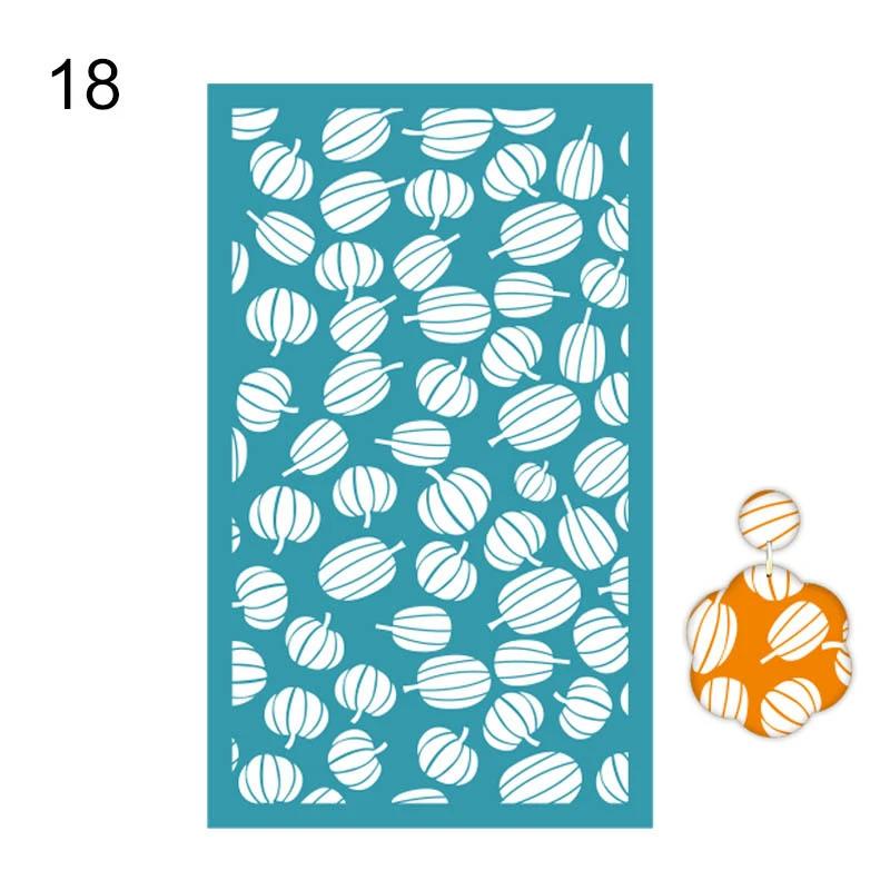 Reusable 3Pcs Silk Screen Stencils Mesh Transfer Printing Tools for Polymer Clay Earring Jewelry Making for DIY Painting Stencil