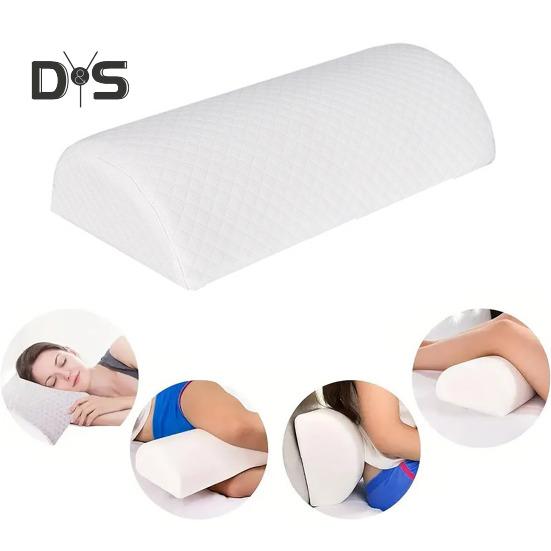 Half Moon Bolster Pillow for Legs Back Sleeping Knee Pillow Memory Foam Under Knee Pillow with Machine Washable Cover for Ankle Foot Comfort
