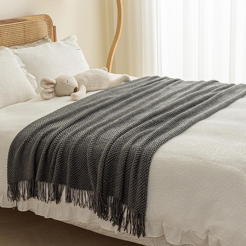 Knitted Blankets Household Bedroom Living Room Office Tassels Fashion Modern Comfortable Breathable Soft Dormitory Simple Ins