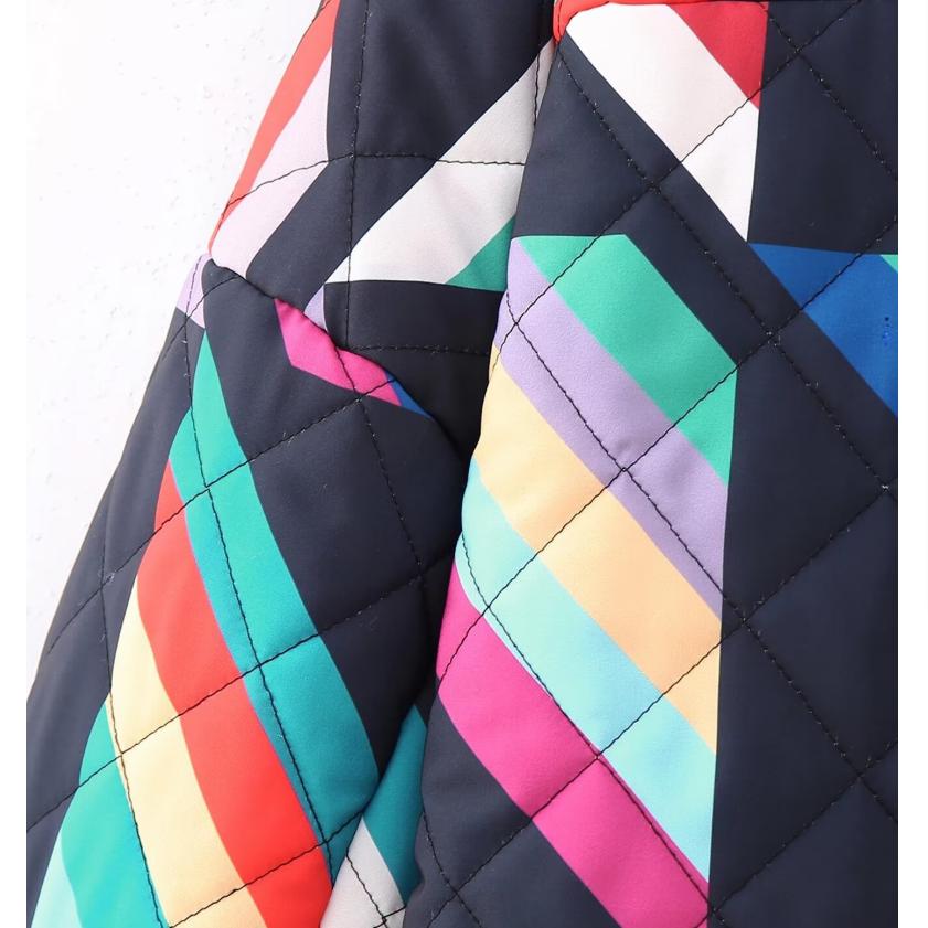 Autumn and Winter Street Fashion Printing Large Size Loose Stitching Cotton Jacket Top