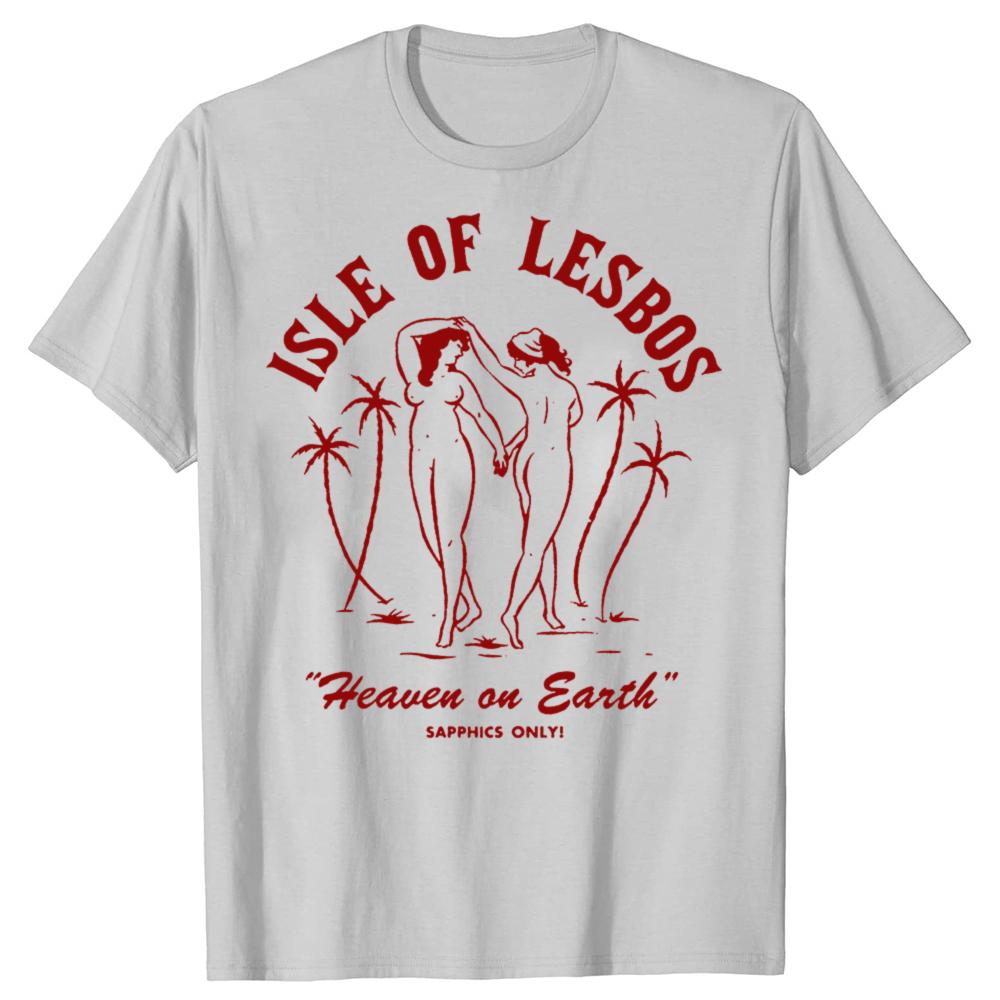 LGBT Clothes ISLE OF LESBOS Lesbian Couple Rainbow Gift for Pride Month T Shirts Gay Lovers Couples Matching T Shirt Y2k Tops
