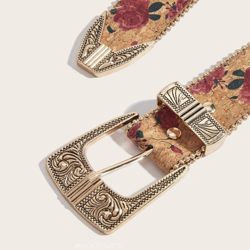 Smooth PU Leather Women's Timeless Belt Modern Rose Design Comfortable Waistband For Daily Use And Extended Wear