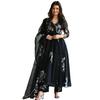 Sugathari Women's Black Georgette Anarkali Floral Printed Kurta with Pant & Dupatta (Dress 113 Black L)