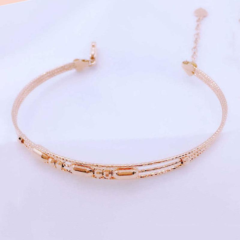 Rose Gold-Plated Purple Gold Jewelry European Fashion Simple And Smart Three-Layer Bracelet