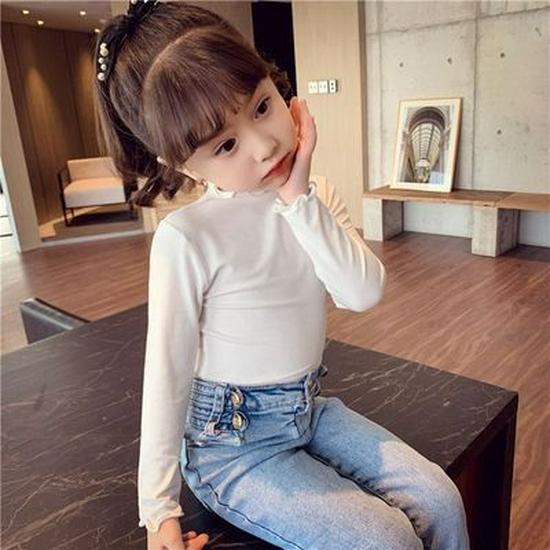 Girls' Lace Long Sleeve T-Shirt - Lightweight Spring/Autumn Korean Fashion Top