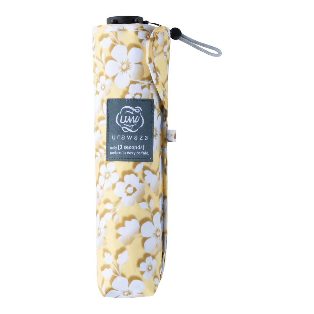 urawaza Folding Folding Manual Floating Flower UV Lemon Yellow 3-Second Umbrella, Slim, Umbrella, Opening, Large, Wide, Water-Repellent, Design,