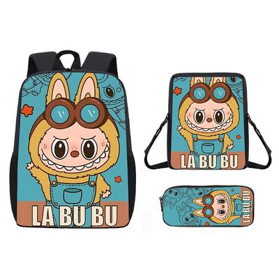 Mochila escolar nova impressão conjunto de três peças mochila de estudante coelho de desenho animado pasta estojo meninos e meninas