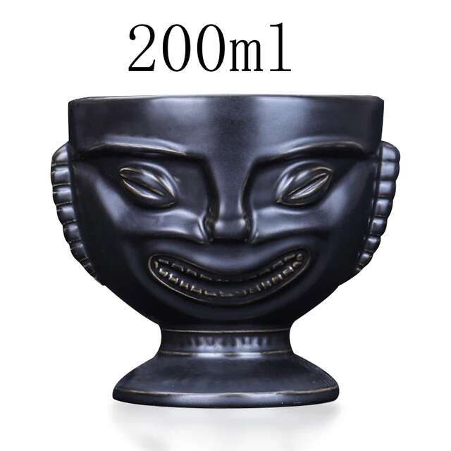 Schwarze Totem-Tasse Tiki-Cocktailglas Retro Amerikanisches Hawaii Restaurant Bar Keramik Trinkbecher Persönlichkeit Keramik Weinbecher