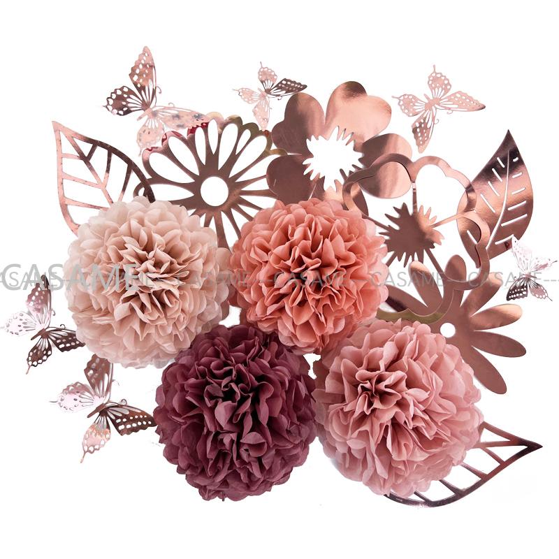 wedding Decoration Tissue Paper Flowers DIY Paper Pom Poms Balls Lanterns Party Decor Craft Wedding Supplies