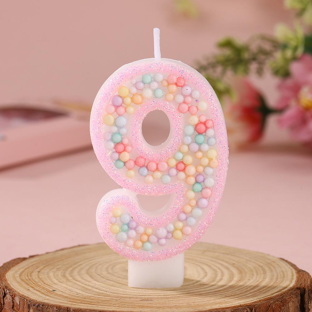 Cross-border Pink Macaron Foam Balloon Birthday Cake Number Candles - Creative Party Decorations