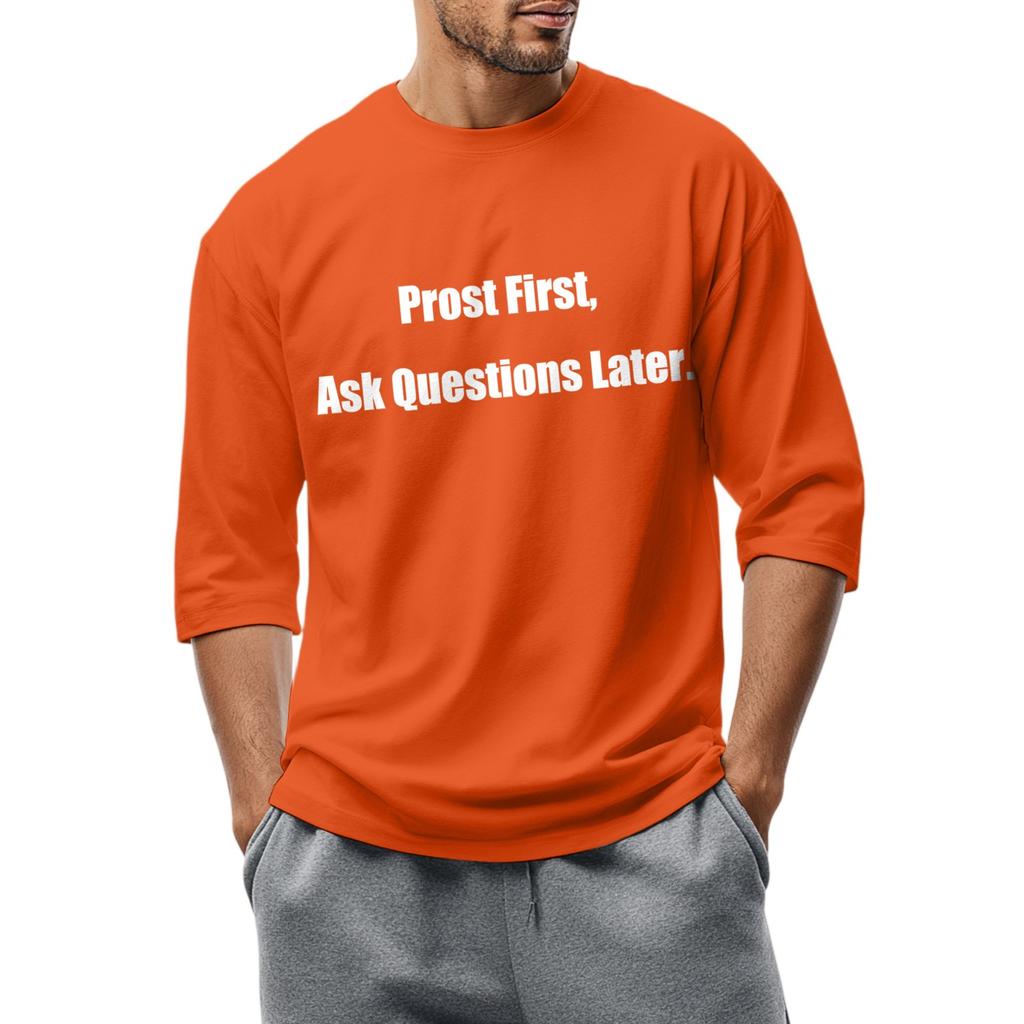 Men's fashionable casual round-neck three-quarter sleeve top T-shirt