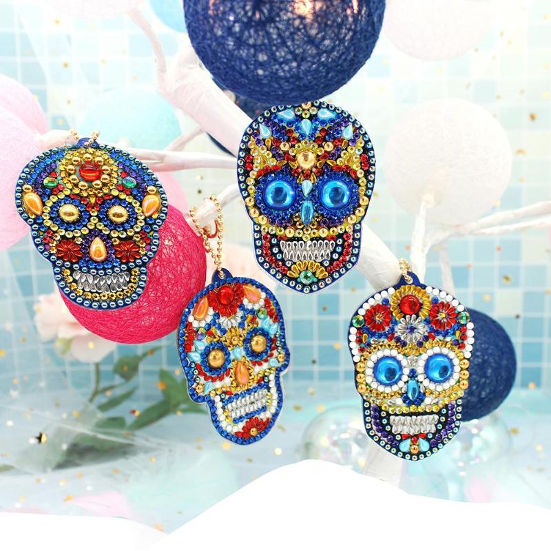 4/5PCS DIY Diamond Key Chain Special Shaped Full Diamond Painting Keyring Keychains Cross Stitch Embroidery Women Bag Key Chain