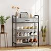 4-Tier Shoe Rack, Hallway Shelf for Up To 9 Pairs of Shoes, Particleboard, Metal, Grey