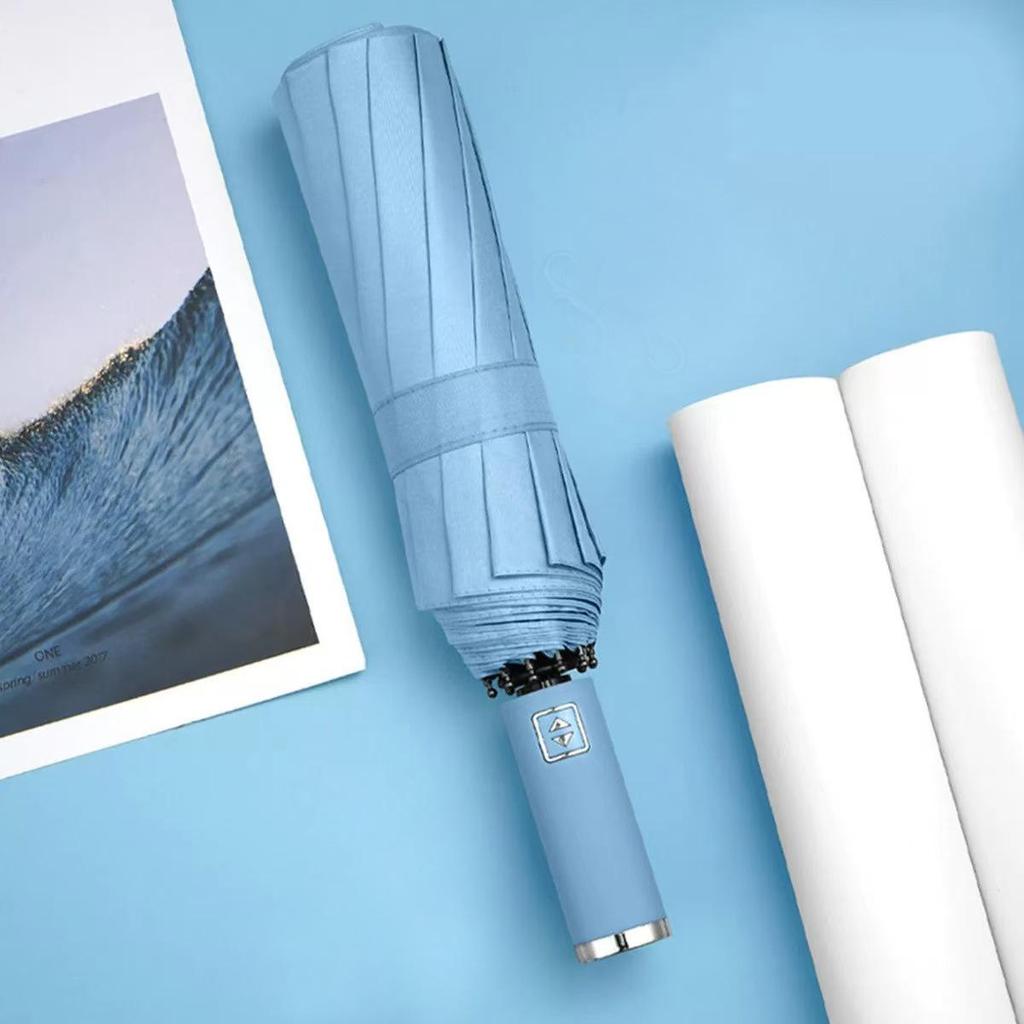 Fully Automatic 10-Rib UV Protection Folding Umbrella - Black Glue Sunscreen for Rain or Shine