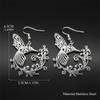 Stainless Steel Flower of Life Hummingbird Dangle Earring for Women Men Gold Silver Color Animal Birds Love Earrings Jewelry