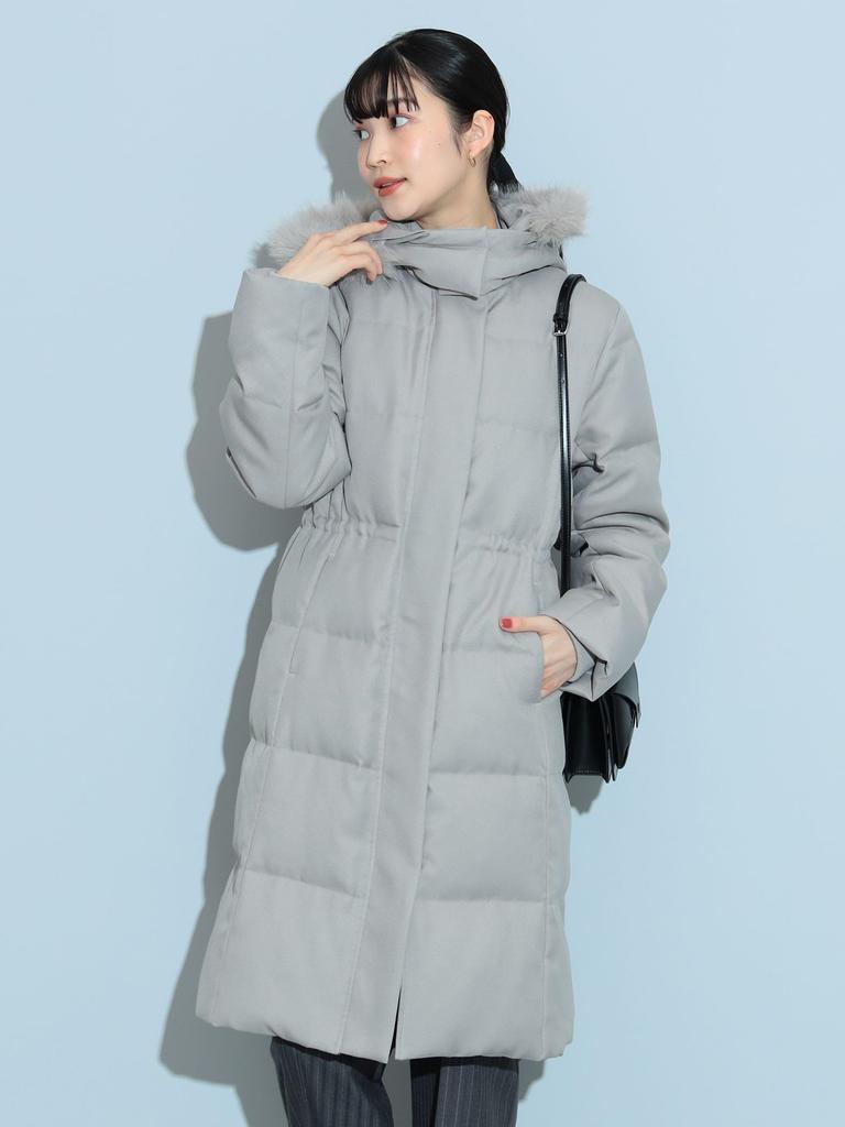 Beams Heart Long Down Coat Gray M Women's Water-Repellent (S-M)