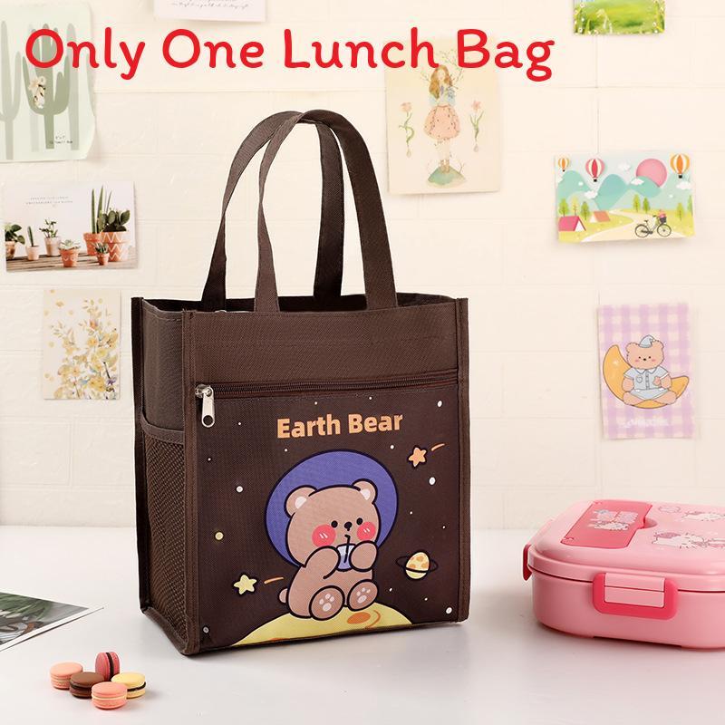 Kids Portable Canvas Lunch Box With Material For School And Outdoor Use