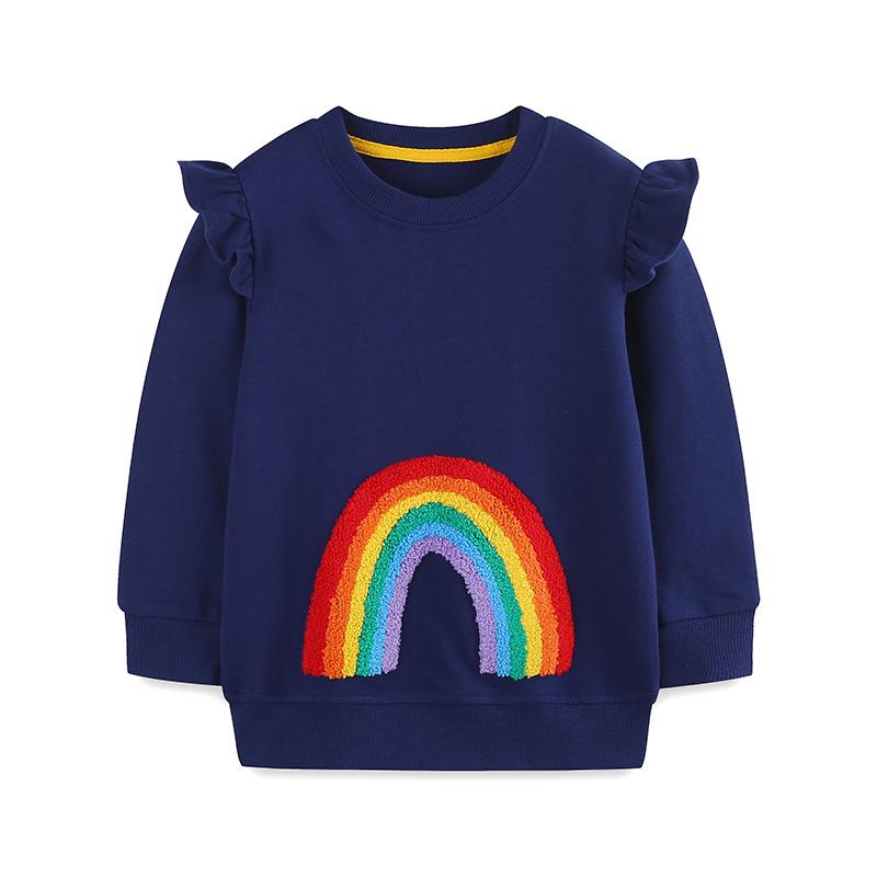 Chic Girls' Crew Neck Embroidered Sweatshirt - European and American Style, Autumn Knitted Cotton Pullover for Small To Medium Children.