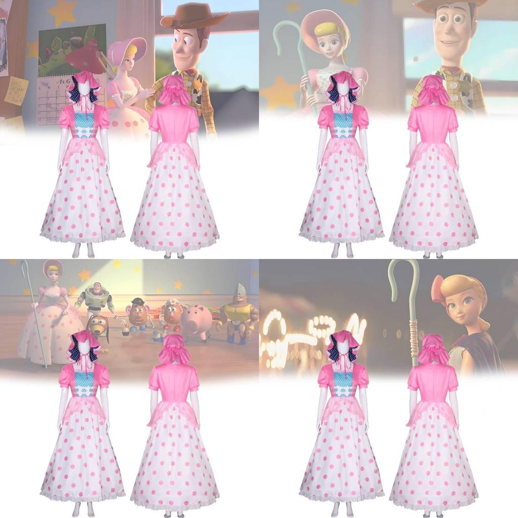 Bo Peep Pink Dress Premium Cosplay Costume For Halloween And Performances