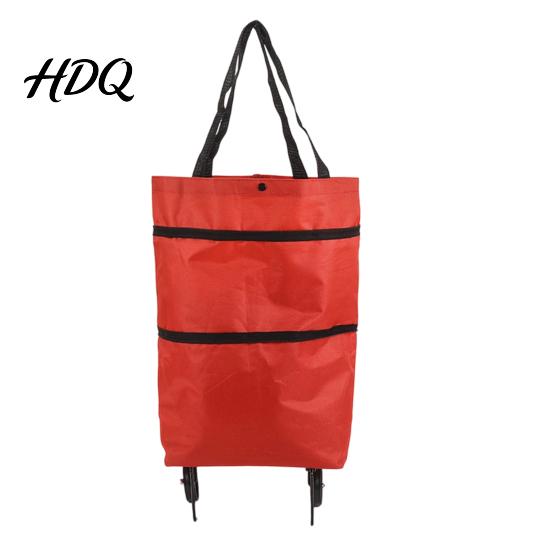 Outdoor Picnic Utility Tote Foldable Shopping Bag with Wheels Heavy-Duty Waterproof Oxford Cloth Grocery Cart Space Saving Organizer Reusable Roller