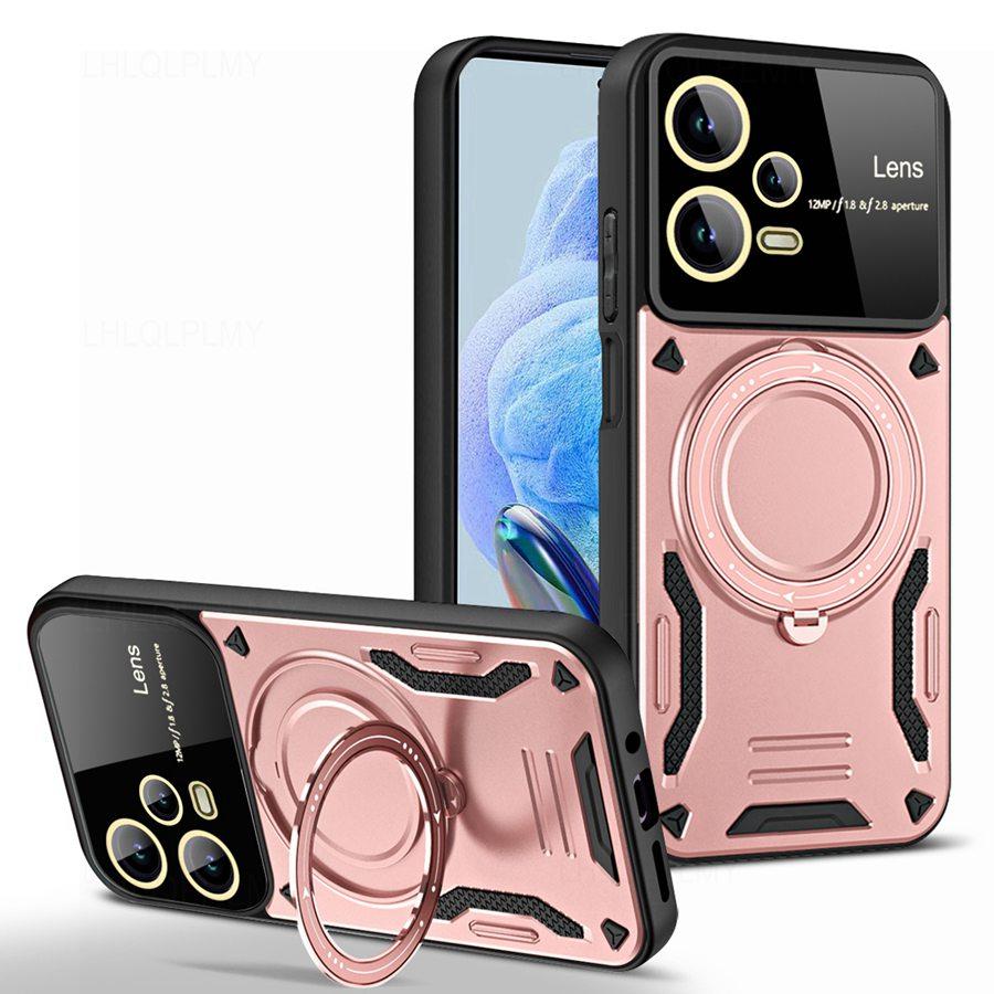 Rotating Bracket Big Lens Protection Cover For Xiaomi Redmi Note 14 10 11 12 13 Pro 5G 15 13T 15T 14T Poco F8 M8 C85 X7 C75 14C 13C 15C Armor Case
