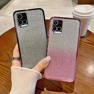 Para Capa Vivo Y33S Vivo Y33t Y21 Y21S Y21A Y21T Y21E Capa de Telefone Brilhante Glitter Banhado Silicone Lente da Câmera Capa Traseira Macia