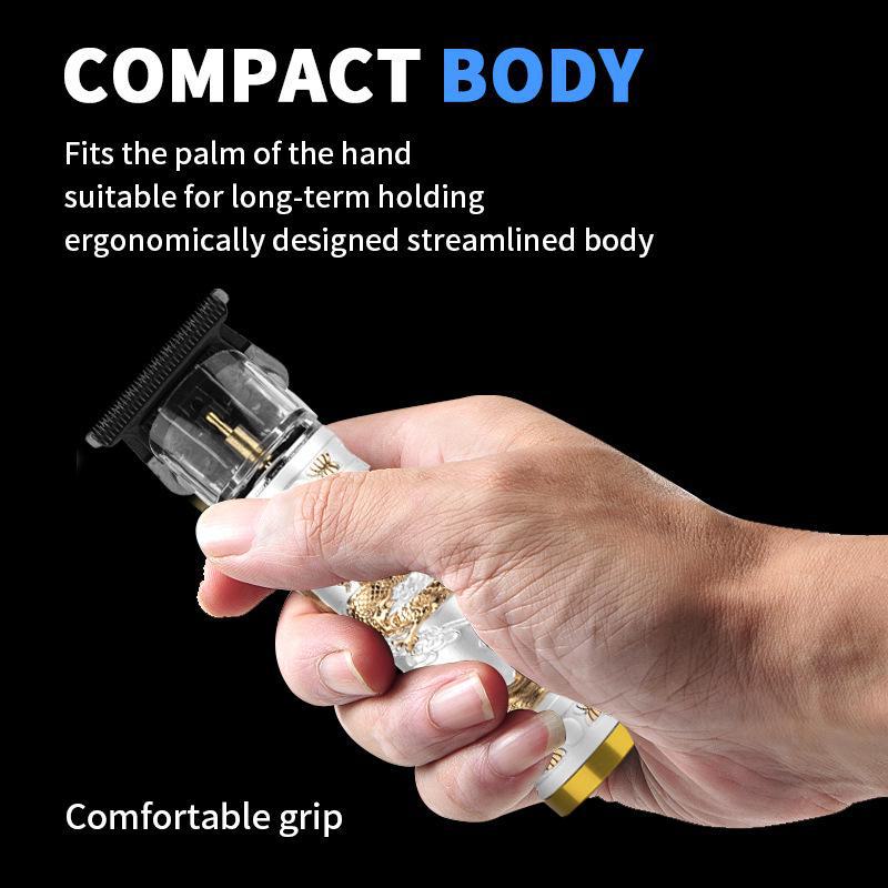 Retro Style USB Rechargeable Electric Hair Clipper & Razor with Carved Design