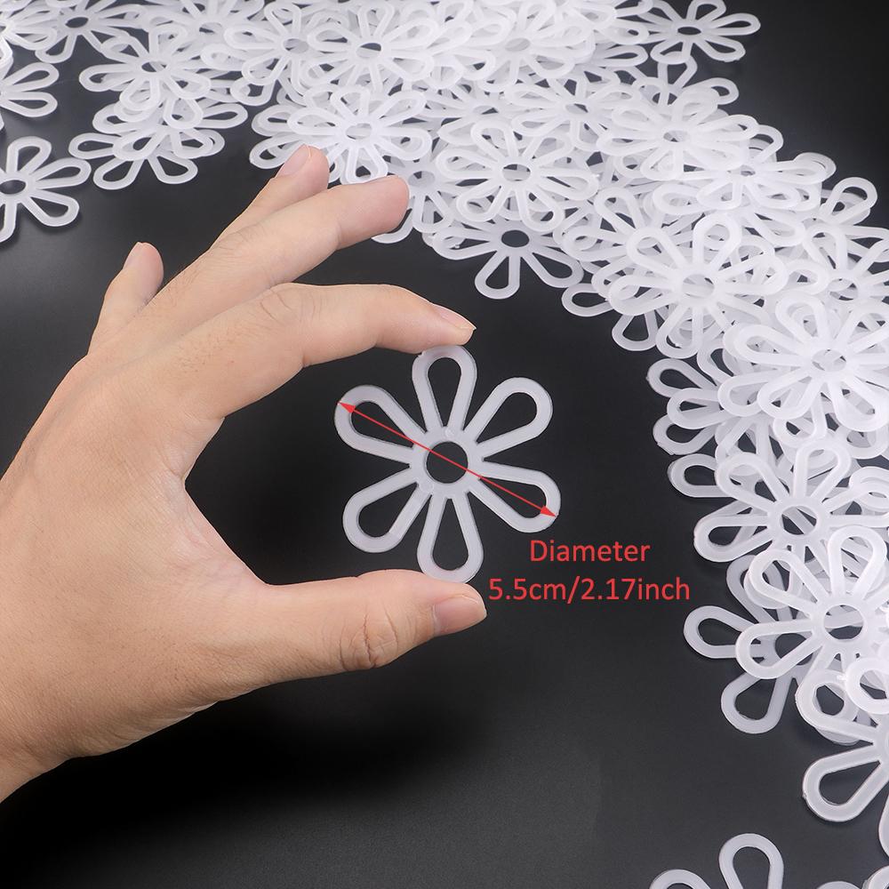 200pcs White Plastic Flower-Shaped Weaving Mesh Straps - DIY Craft Accessories for Crochet Bags, Wallets, Seat Cushions & More