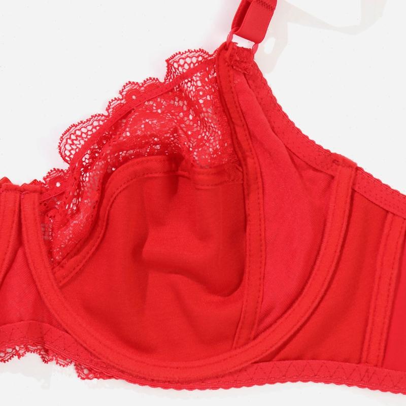 Dam BH i Stora Storlekar Stretch Transparent Sexig Spets Bygel Bralette Ofodrad Underkläder 85D-110D