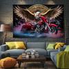 1 Piece Motorcycle  Eagle Pattern TapestryPolyester Material Trendy Choice for Living Room Decoration  with Installation Kit