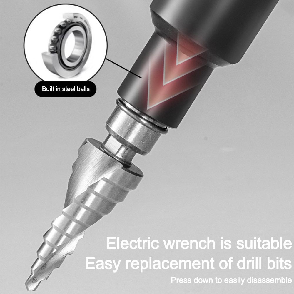 Portable Spiral Groove Step Drill Bit 4-20mm Wear-Resistant Punch Holes Drill Bit Faster Drilling Wood Metal Hole Opener