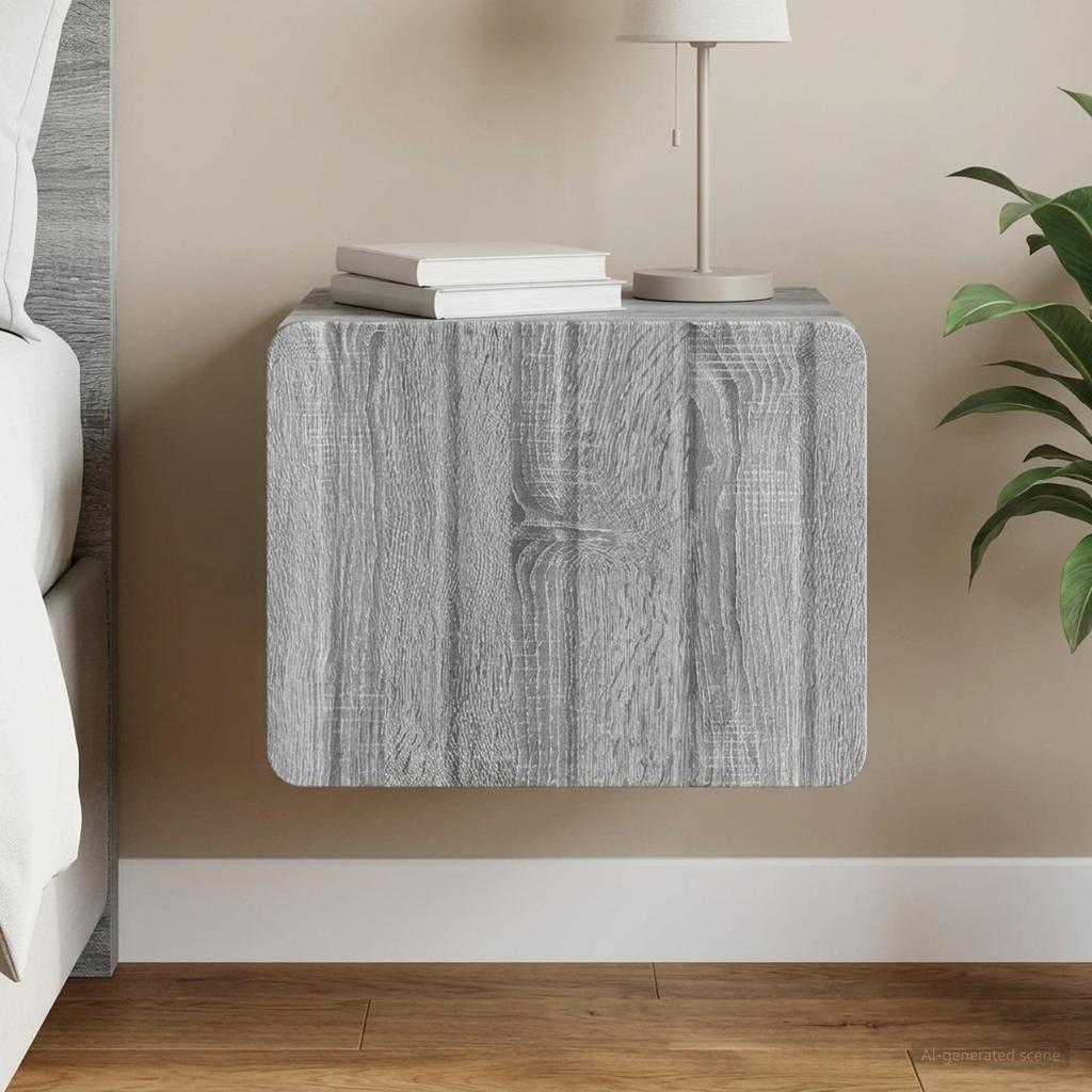 Wall Mounted Nightstand Grey Sonoma 33 x 34.5 x 24 cm