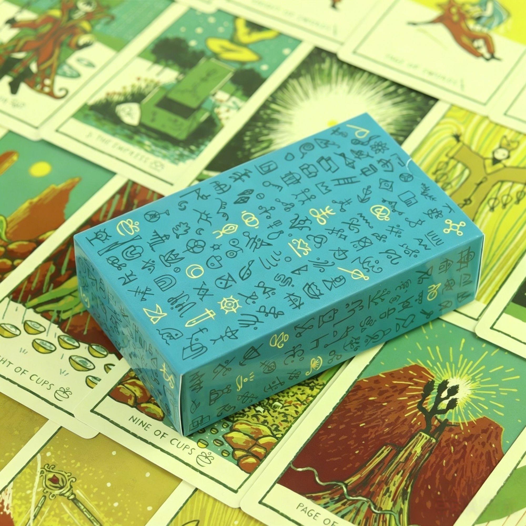 78 Card Full Tarot Set Green Glyphs Tarot Deck - Unique Minimalist Tarot Cards 10.3*6cm разноцветный