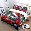 Christmas Cat with Poinsettias Bedding Duvet Cover Set  (1*Duvet Cover 2*Pillowcases, without duvet insert)