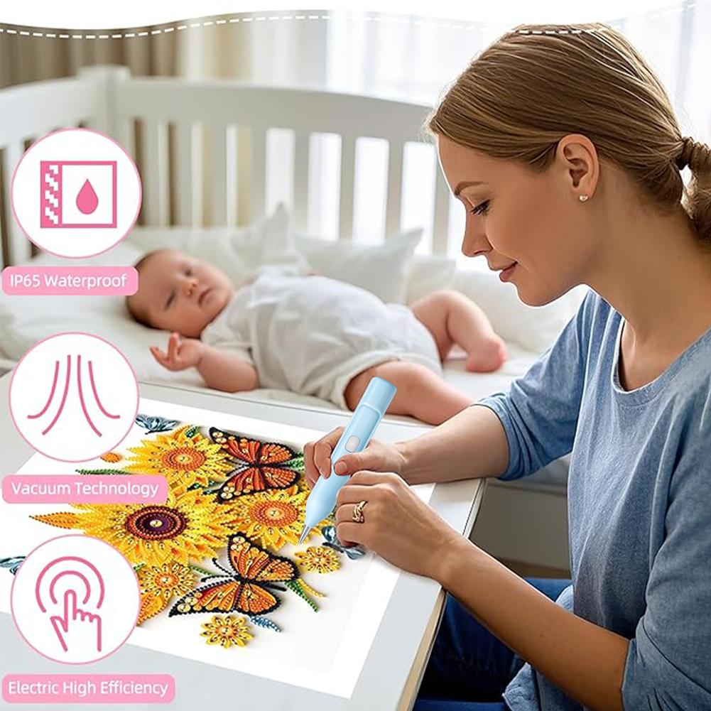 Electric Diamond Painting Pen Wax-free Diamond Art Vacuum Pen Waterproof Portable Rhinestone Dot Pen for DIY Crafts For Beginner