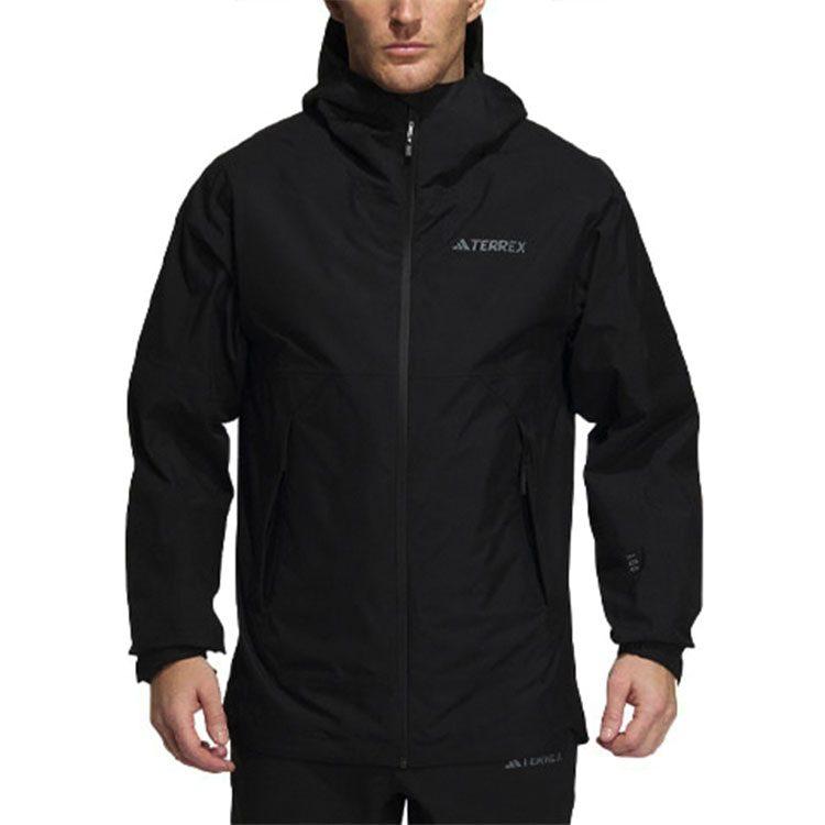 adidas Outdoor Hiking Waterproof And Windproof Windbreaker Jacket Men's Black IP0738