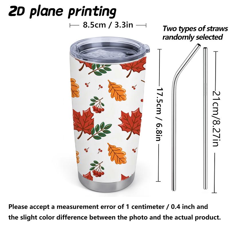 591ml Car Tumbler Autumn maple leaf elements Straw Cup Straight Tumbler Coffee Tumbler 20oz Car Straw Cup Hot Cold Cup