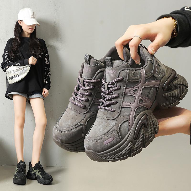 Color matching thick-soled comfortable and versatile inner height-increasing dad shoes for women's 2025 autumn new mesh breathable sports and leisur