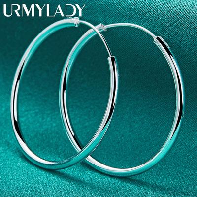 Orecchini a cerchio liscio in argento sterling 925 da 50-60 mm per gioielli da donna con ciondoli per fidanzamento e matrimonio alla moda