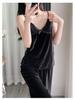 Damen Eisseide Dreiteiliger Pyjama-Set - Spitzen-Camisole, Lange Hose, Morgenmantel - Sexy Frühling/Sommer Homewear