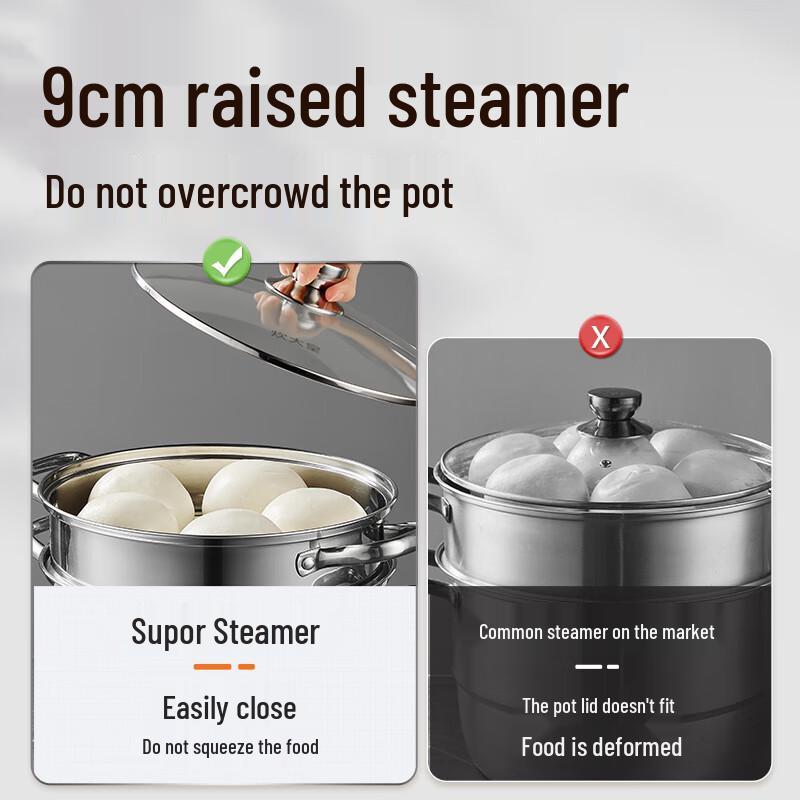 Chui Da Huang 304 Stainless Steel Double Layer Steamer Pot
