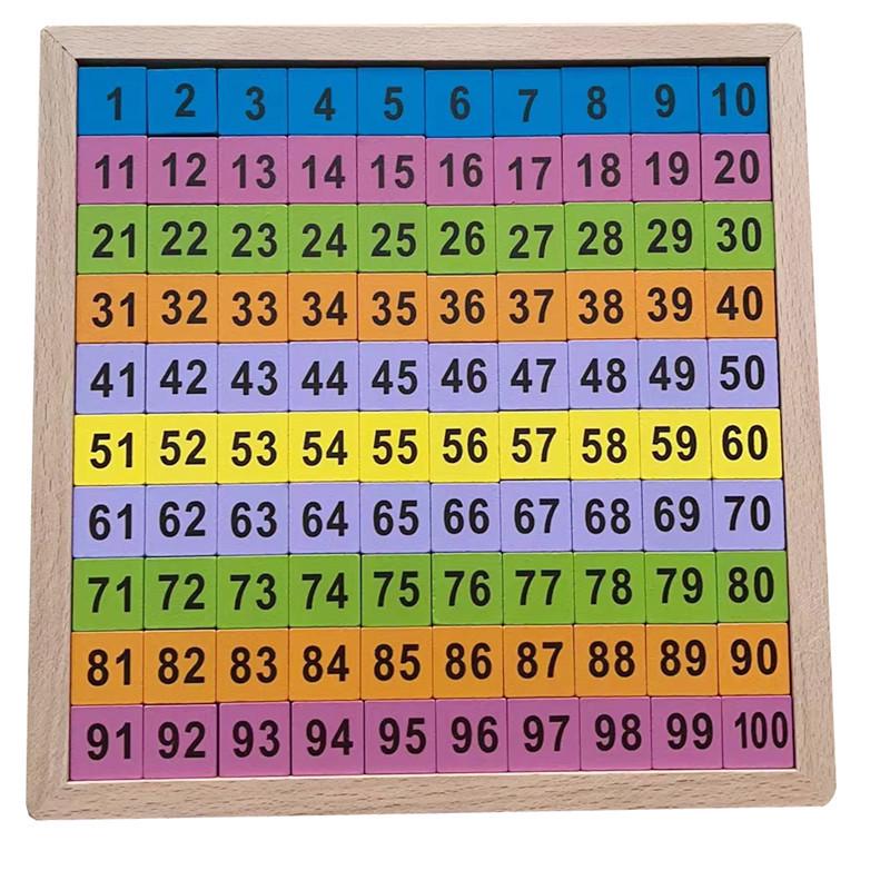 Монтессори Математическая обучающая доска для первоклассников - Буковая древесина Доска непрерывных чисел 1-100