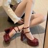 2025New Mary Jane Pumps For Women Girls Fashion Brand New Chunky Heel Wedding Dress Shoes Spring New Pumps Classic Double Buckle