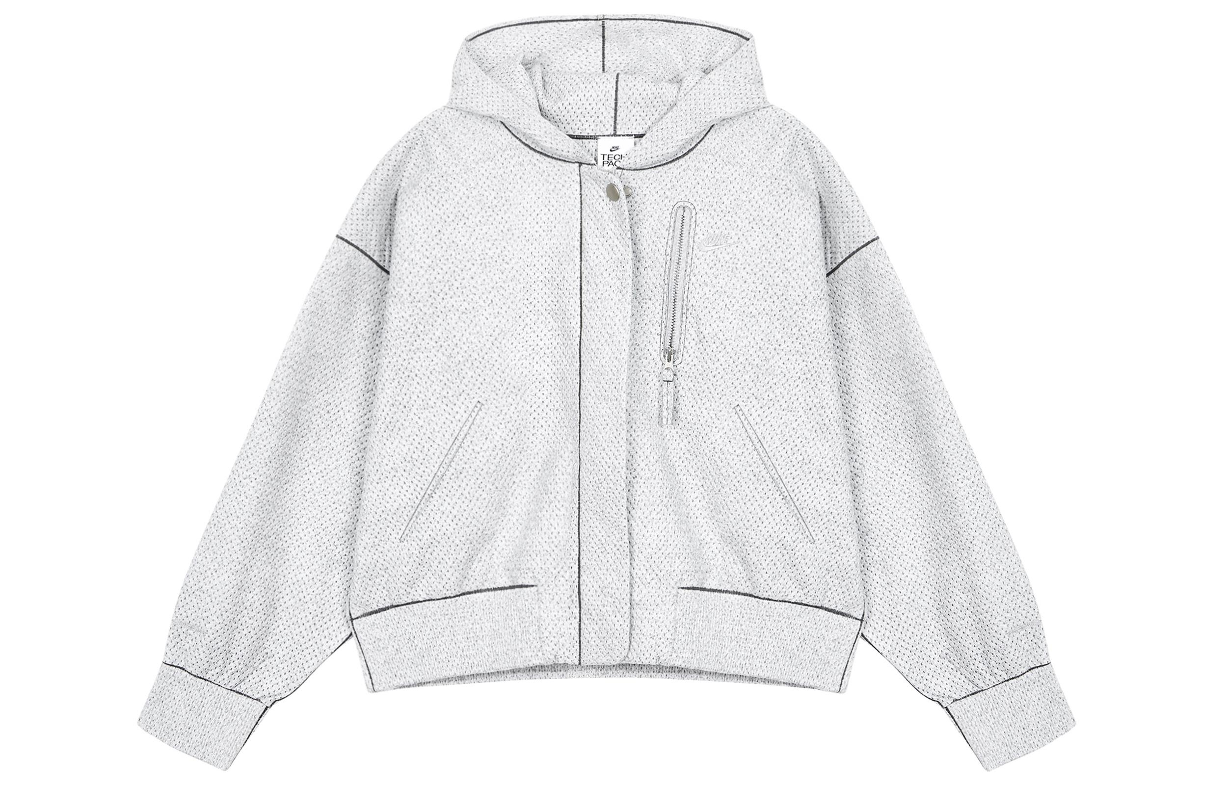 Nike Cropped Coats Women s Light Gray Hooded Moderate DQ6668-084 S